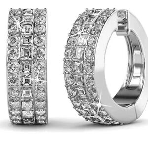 Cate & Chloe Wrenley 18k White Gold Plated 16mm Hoop Earrings with Swarovski
